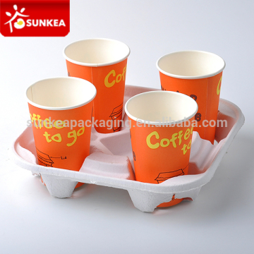 Disposable coffee paper cup carry tray