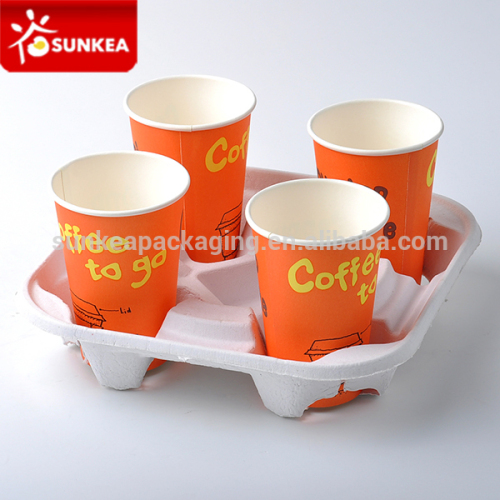 Disposable paper drink holder tray for coffee