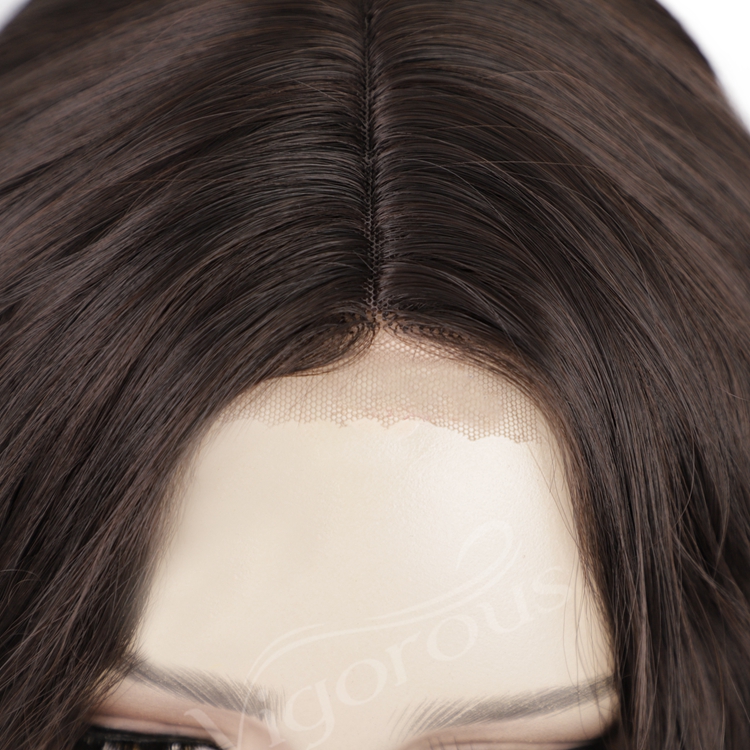 Wholesale High Quality Short Bob Cut Body Wave Brown Small Part Lace Extensions Dropshipping Heat Resistant Synthetic Hair Wigs