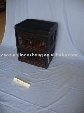 sell dark wooden cabinet with willow drawers