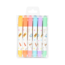 Double-Sided Fluorescent Stamp Markers Set - 6 Colors Waterproof Pack for Kids