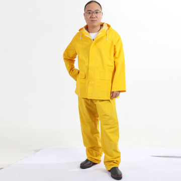 pièces en PVC polyester Rainsuit couleur jaune 2 peuvent ajouter bande réfléchissante