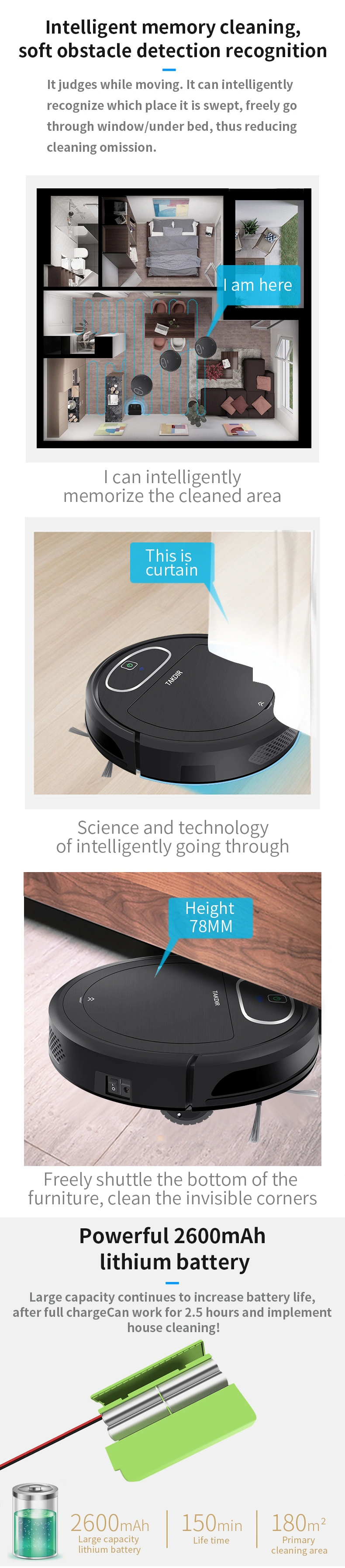 Robot Vacuum Cleaner Home Automatic Intelligent Ultra-Thin Suction Sweeping One Machine Vacuum Cleaner Mute