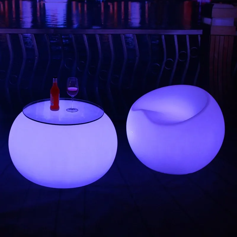 Modern LED Light-up Round Chair and Table Set