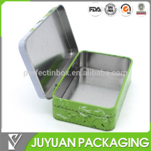 2014 hot saled small metal tin box with hinged lid, hinged tin box for custom order