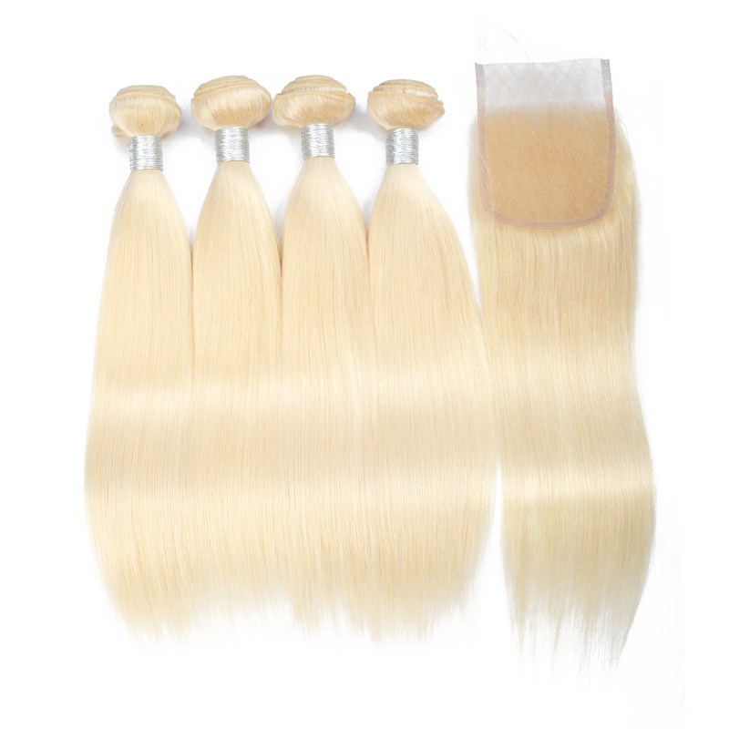 Blonde Straight Bundle And Closure Deals Bundle Hair Wavy Human Hair Lace Frontal Piece Mink Bundle Hair With Closure