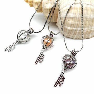 Antique Silver Key Locket Cage Charms Necklaces Pendants