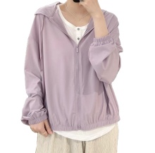 Women's Loose Summer Tech Sun Protection Hooded Zipper Coat