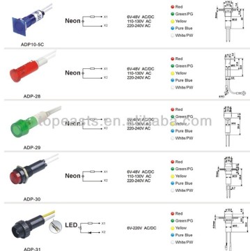 NEON LED Indication Lamp - 8mm, 10mm, 12mm, 22mm