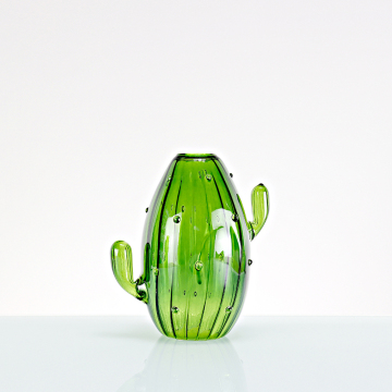 Green cactus glass vase.