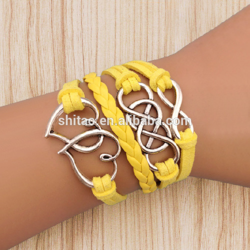 2014 New infinity bracelet, Wax Cords Leather Bracelet,heart to heart bracelet
