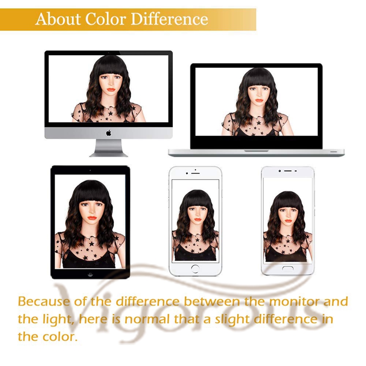 Vigorous Hot Selling Cheap Middle Long With Neat Bangs Mixed Brown Heat Resistant Fiber For Black Women Synthetic Hair Wigs