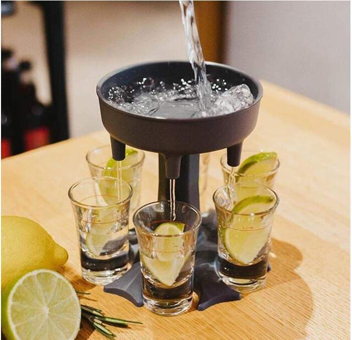 6 Shot Glass Dispenser Holder Carrier Caddy Liquor Dispenser Party Beverage Drinking Games Bar Cocktail Wine Quick Filling Tool