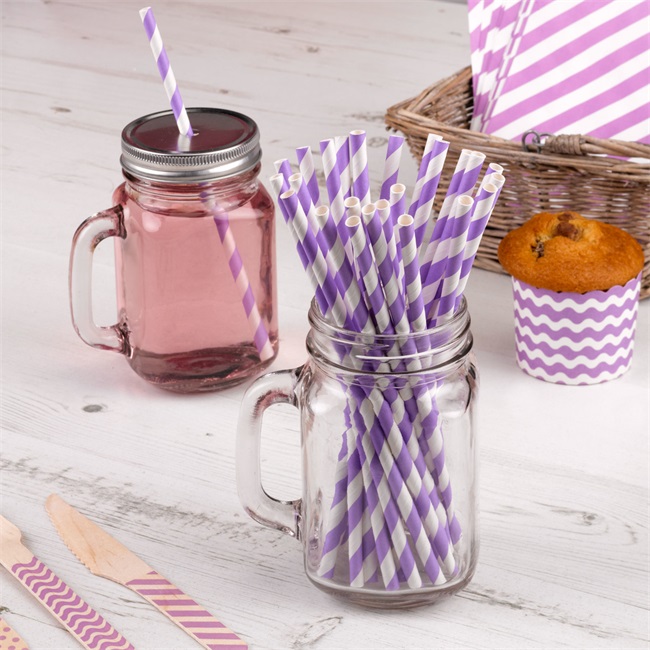 Purple And White Paper Straws
