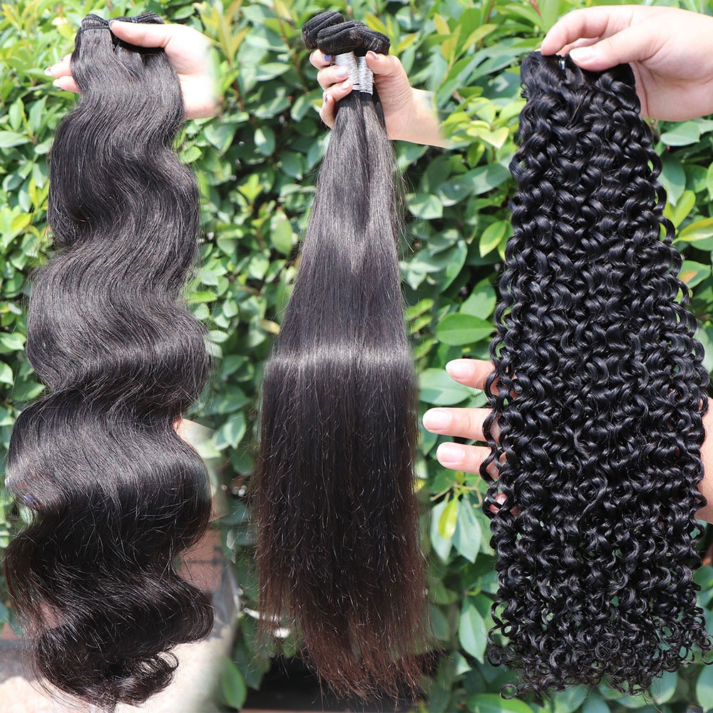 Huashuo Double Drawn Virgin Mink Brazilian Hair Bundles Nendor, Bone Straight Virgin Brazilian Human Hair Extensions