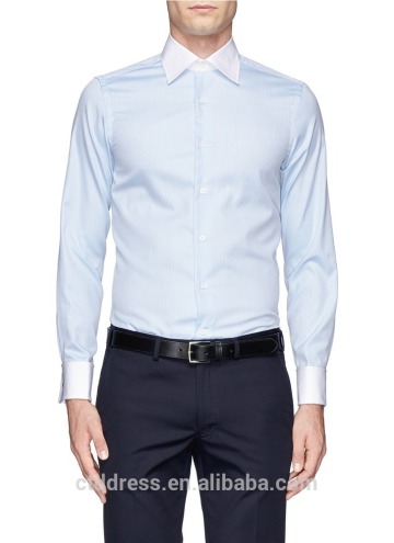 2014 Hot Stylish 100% cotton white collar and white french cuff shirt