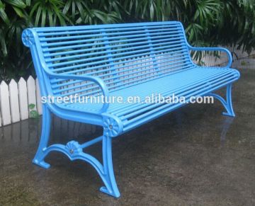 Metal street bench seating wrought iron garden bench