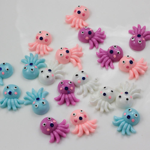 Kawaii Octopuses Shape Sea Animal Artificial Resin Crafts Making Flat Back Beads Home Event Decoration Accessories