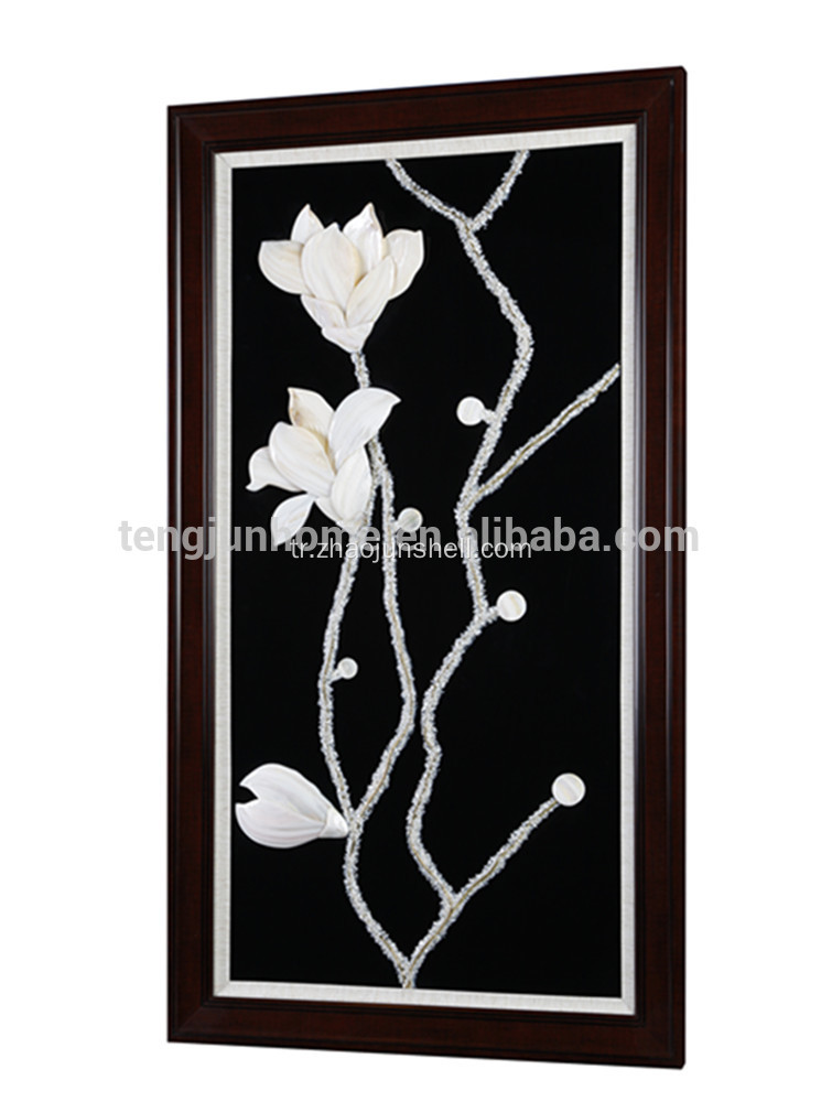 Manolya çiçek şekli duvar resmi dekorasyon için yapılmış eşsiz deniz hayvanı kabuğu