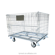 HSJ Factory Sale Metal Folding Cage Pallets - Galvanized Storage Wire Mesh Cage