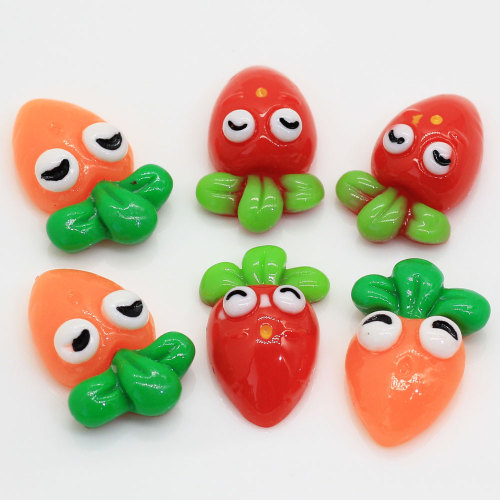 100pcs/bag  Carrot Cartoon Shape Resin Cabochon DIY Craftwork Decor Beads Charms Fruits Ornaments Beads Slime