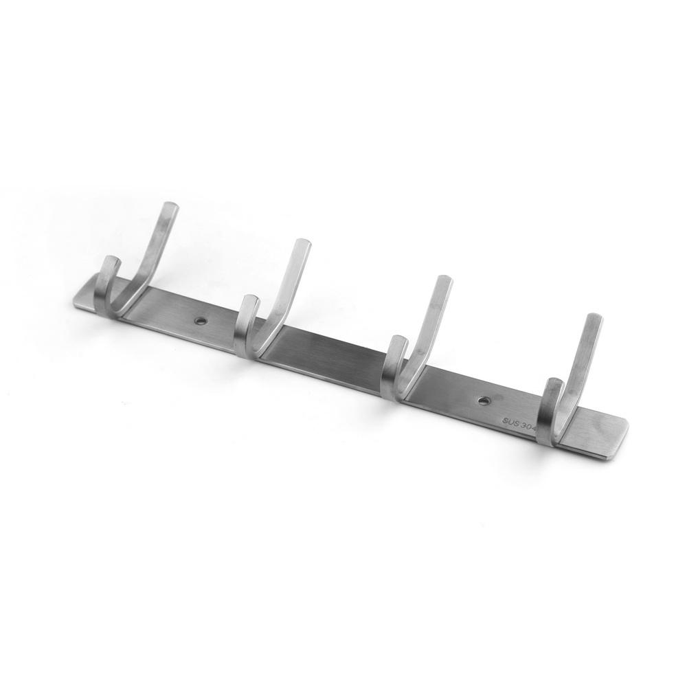 Modern Design Wall Mounted Key Coat Hat Cloth Metal Hooks Rack Stainless Steel Hooks & Rails Clothing Acceptable 4 Hook（s) Brush