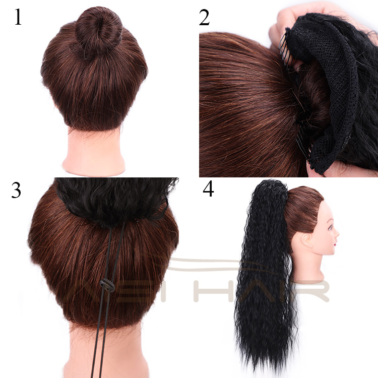 Aisi Hair Drawstring Ponytail Curly Hair Extensions Heat Resistant Synthetic Fiber Pony Tail Hairpieces with Combs