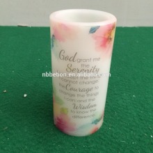 Spring flameless candle light flower printing led candle light yellow flicking spring scent candle led real wax candle