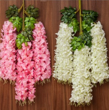 Hot Selling 110cm White Artificial Wisteria Hanging Flowers