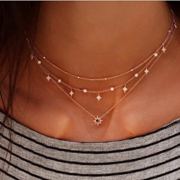 Layered Necklace for Women Star Ball Horn Infinity Leaf Bead Shell Circle Bar Coin Pendant Necklace Chain Jewelry