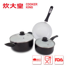 hot selling 5pcs aluminium cookware set white ceramic cookware sets
