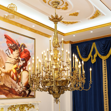 Victorian Antique Brass Chandelier - Jewellerytop Louis XIV Century Palace Luxury Decorative Candle Pendant Light