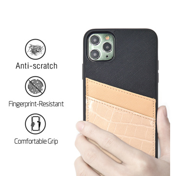 Phone case with card holder crocodile leather