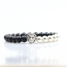Lion head silver plated bead bracelets elastic fashion bracelets men designs