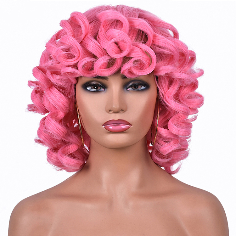 New Style curly Wigs body wave deep straight afro short synthetic fringe kinky curly bob wigs bangs natural hair with bang wig