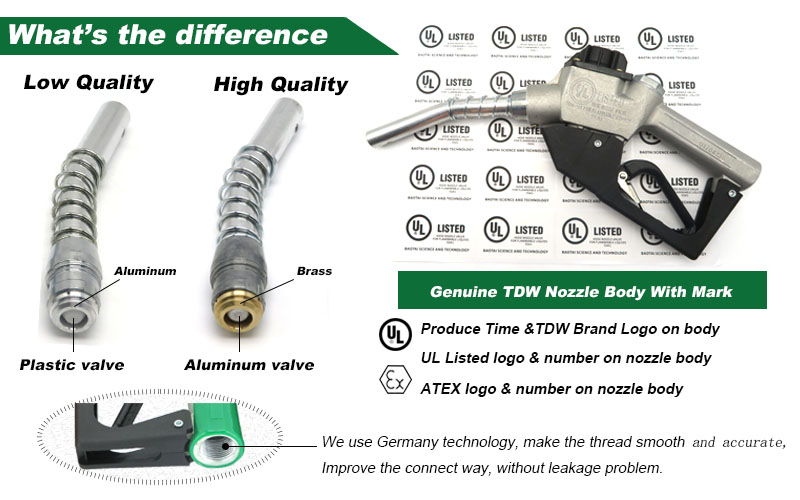 High Flow Rate TDW 11B Pressure Sensitive Oil Nozzle For Fuel Dispenser