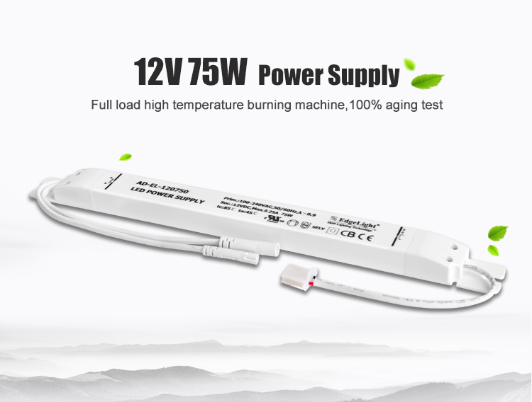 Edgelight transformer 75w hot sale linear power supply , CE ROHS listed led power supply built in