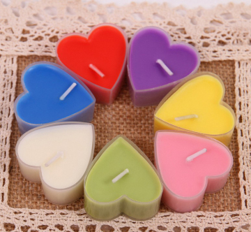 Scented colorful heart shape tealight candle for decoration