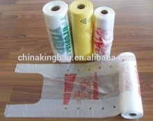 HDPE recycle plastic tshirt bag on roll