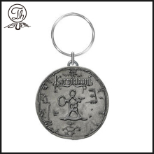 Antique silver engraved logo keychains