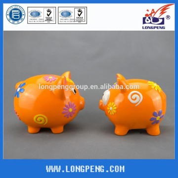 Personalized Orange Ceramic Pig Piggy Bank