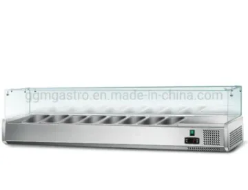 Glass Cover Salad Display Bar Refrigerator Table Top Salad Chiller with G/N Trays