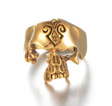 Fashion unisex hollow gold skull ring