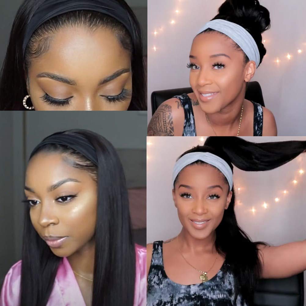 LSY Throw On And Go Super Easy Headband Wigs 100 Non Lace Glueless Human Hair Half Wigs, Beginner Starter Friendly DIY Hair Wigs