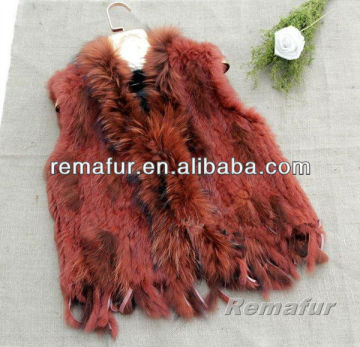 2014 hot selling luxury knitted rabbit fur vest cheap fur vests wholesale