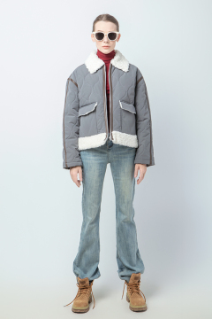 Grey Quilted Short Jacket