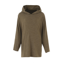 Women's High-Quality 100% Merino Wool Brown Printed Loose Pullover Hoodie