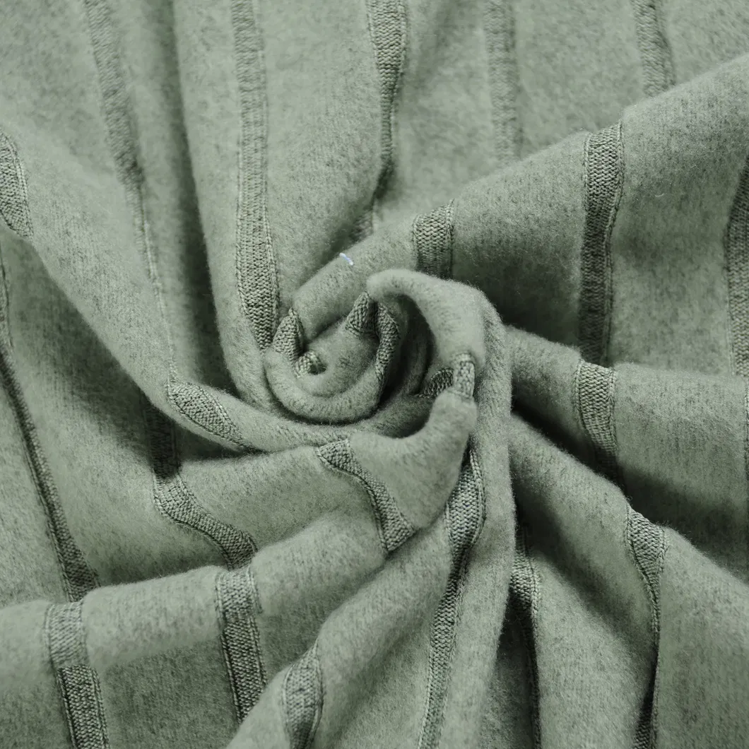 ซี่โครงถักโพลีเอสเตอร์สแปนเด็กซ์ราคาถูกพร้อมผ้าแปรงด้านข้างสำหรับตัดเย็บเสื้อผ้า