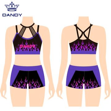 Girls flame sublimation cheer practice wear