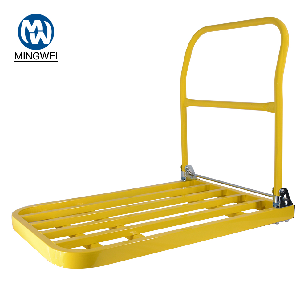 Heißverkauf gelber Stahl Trolley Market Cart Plattform Trolley 50 x 70 mm